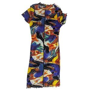 Womens Mesh Abstract Bodycon Dress Multicolor